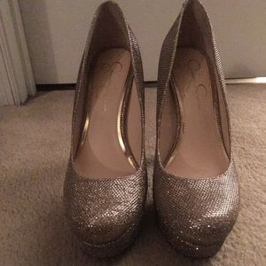 Jessica Simpson Gold sparkly heels